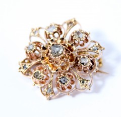 Rose gouden Broche met Roosdiamant ca. 1900