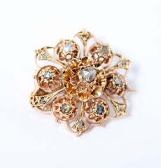 Rose gouden Broche met Roosdiamant ca. 1900