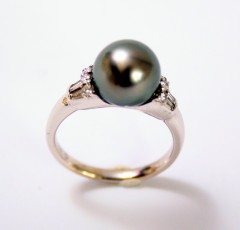 Klassieke Witgouden ring met Tahiti parel & Briljant