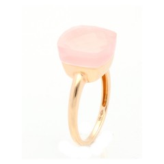 18 Krt. Rosegouden ring gezet met rosequartz