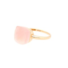 18 Krt. Rosegouden ring gezet met rosequartz