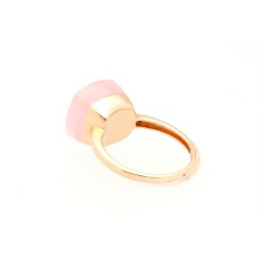 18 Krt. Rosegouden ring gezet met rosequartz