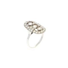 Platina diamant princes ring, art-deco. ca. 1 ct. diamant