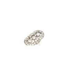 Platina diamant princes ring, art-deco. ca. 1 ct. diamant