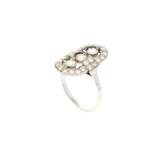 Platina diamant princes ring, art-deco. ca. 1 ct. diamant