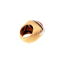 18 krt Rosegouden ring diamant-koraal-onix 