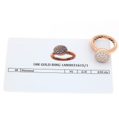 18 Krt Rosé gouden ring met briljant 0.91 Ct