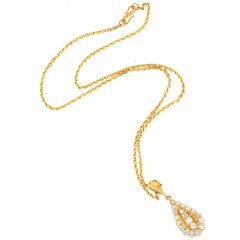 22 Krt. gouden collier, hanger gezet met Briljant ca. 1.00Ct. 