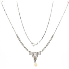 Art Deco Platina Collier gezet met Briljant ca. 1.20Ct. 