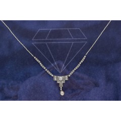 Art Deco Platina Collier gezet met Briljant ca. 1.20Ct. 