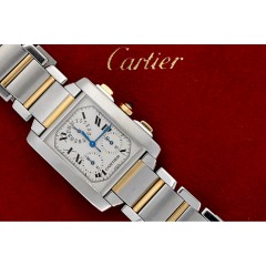 Cartier Tank Francaise Chronoflex. Goud/staal