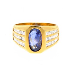 18 krt diamant ring met iolith