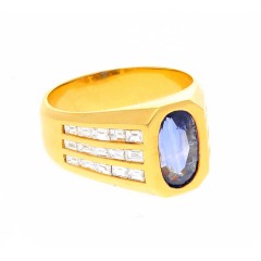 18 krt diamant ring met iolith