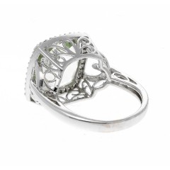 18 Krt Witgouden ring met Peridot en Diamant.