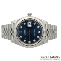 Rolex Datejust 41 Blue dial met Diamant Ref. 126334