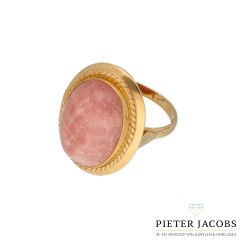 14 krt ring met licht roze agaat,