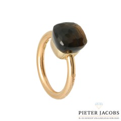 Pomellato 18K. rosegouden Nudo ring met Rook kwarts 