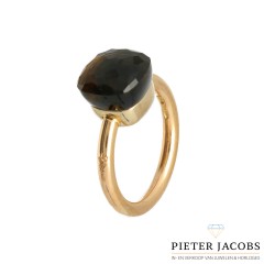 Pomellato 18K. rosegouden Nudo ring met Rook kwarts 