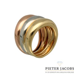 Moderne 14Krt. gouden Tri-color ring € 895,- nu € 585,-