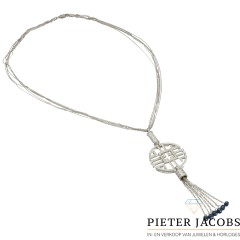 14 Krt. witgouden Collier Briljant Ca 0.70Ct. Style Cartier.