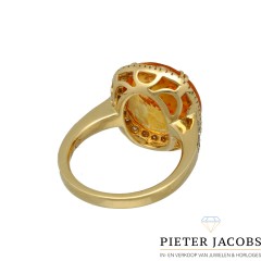 18Krt. gouden ring bezet met Citrien en Briljant 0.45Ct. 