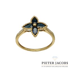 Elegante ring met Briljant en Blauwe Saffier