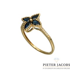Elegante ring met Briljant en Blauwe Saffier