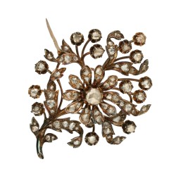 Oud hollandse broche met roos geslepen diamanten ca. 1 ct.