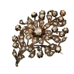 Oud hollandse broche met roos geslepen diamanten ca. 1 ct.