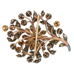 Oud hollandse broche met roos geslepen diamanten ca. 1 ct.