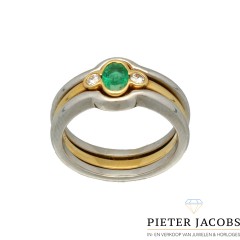 18 Krt. chachet ring met smaragd & briljant