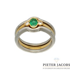 18 Krt. chachet ring met smaragd & briljant