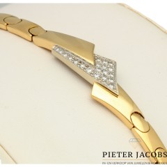 18 krt Massief gouden armband met briljant 0.40 Ct. Gereserveerd