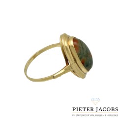 14 krt Vintage gouden ring met Mosagaat