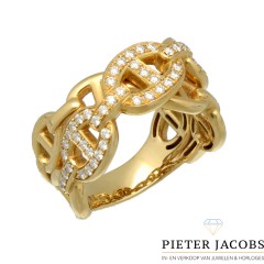 18 krt Geelgouden fantasie Briljant ring 0.65 Ct.