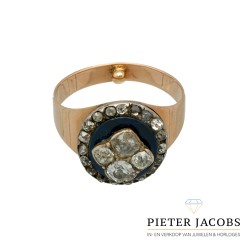 Rosegouden Antieke ring met oud slijpsel diamant, Bolsjewieck