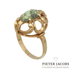 14Krt. geelgouden Vintage ring gezet met Turquoise