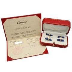 Tricolor gouden Cartier Trinity manchetknopen, met Lapis Lazuli