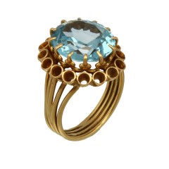 18 Krt gouden vintage ring met blauwe topaas