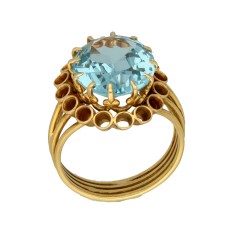 18 Krt gouden vintage ring met blauwe topaas