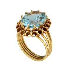 18 Krt gouden vintage ring met blauwe topaas
