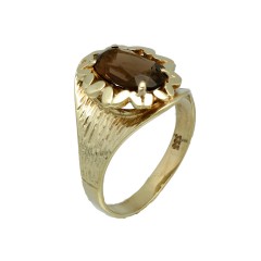 Handgemaakte gouden ring met Smokey Quartz