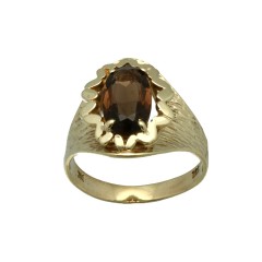 Handgemaakte gouden ring met Smokey Quartz