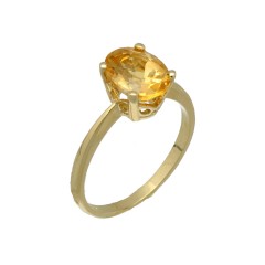 14 Krt. Gouden solitair ring met Citrien 