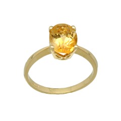 14 Krt. Gouden solitair ring met Citrien 