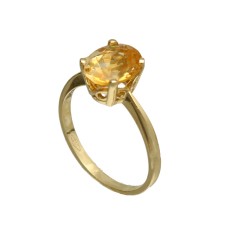 14 Krt. Gouden solitair ring met Citrien 