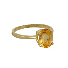 14 Krt. Gouden solitair ring met Citrien 