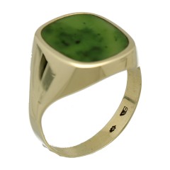 14 Krt gouden ring met Jade