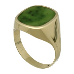 14 Krt gouden ring met Jade