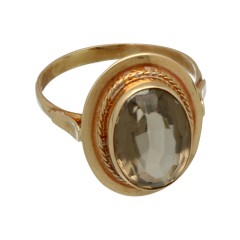 Rose gouden vintage ring met Smokey Topaz. 